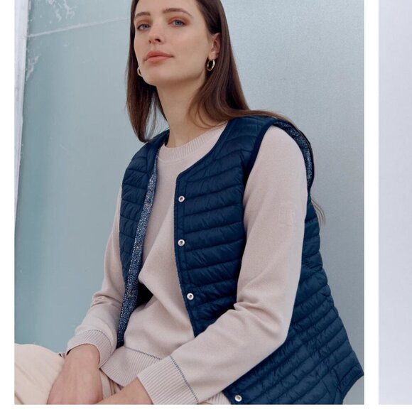 Devernois Jackets & Blazers - Devernois women's reversible (navy to navy & white) down sleeveless jacket sz S